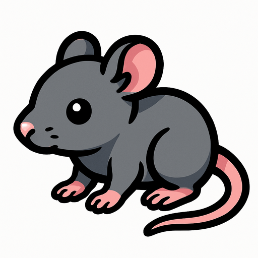 baby rat sprite.
In-Game asset.  2d.  High contrast.  No shadows. cartoonm. animated
