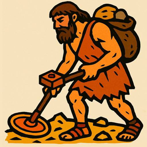 Maden arayıcı eski çağ.
In-Game asset.  2d.  High contrast.  No shadows