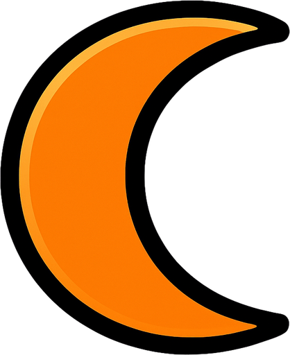 Survivor.io style 2D half-moon orange boomerang made by HABBY PTE. LTD.
In-Game asset.  2d.  High contrast.  No shadows