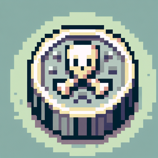 clean isometric silver doubloon. pirate themed. pixelated. 8 bit. viewed from the top as if the coin is resting flat..
Single Game Texture. In-Game asset. 2d. Blank background. High contrast. No shadows.