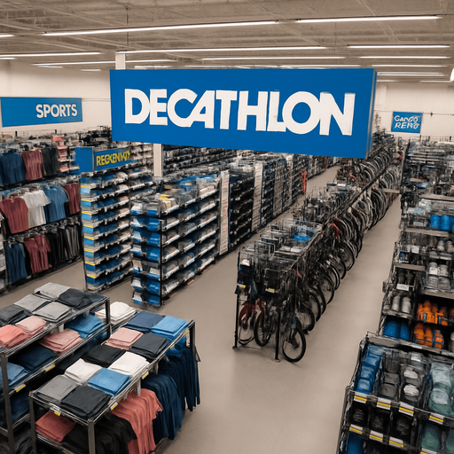 this is a bird's eye view of the inside of the decathlon store