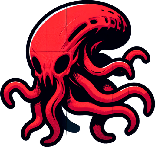 red tentacle alien.
Single Game Texture. In-Game asset. 2d. Blank background. High contrast. No shadows.