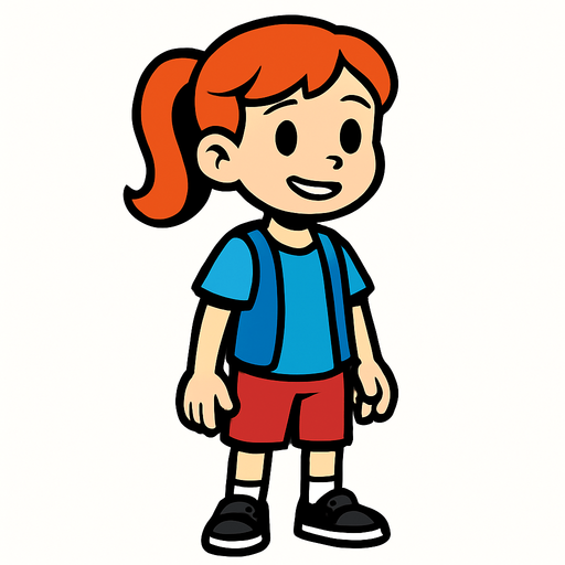 Petite fille de 10 ans.
In-Game asset.  2d.  High contrast.  No shadows
