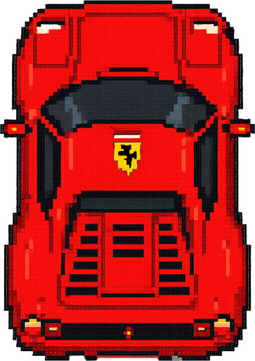 pixel art ferrari bird's eye view.
In-Game asset.  2d.  High contrast.  No shadows