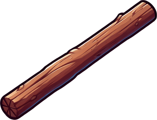 one wooden sticks.
Single Game Texture. In-Game asset. 2d. Blank background. High contrast. No shadows.