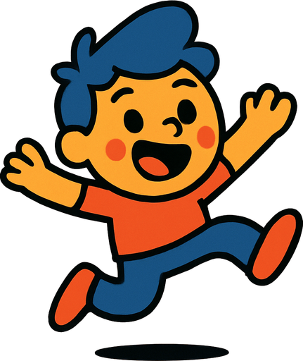 a funny and cute guy who jumps.
In-Game asset.  2d.  High contrast.  No shadows