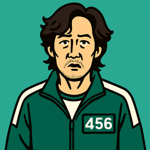 Squid game oyuncu dört yüz elli altı numara.
In-Game asset.  2d.  High contrast.  No shadows