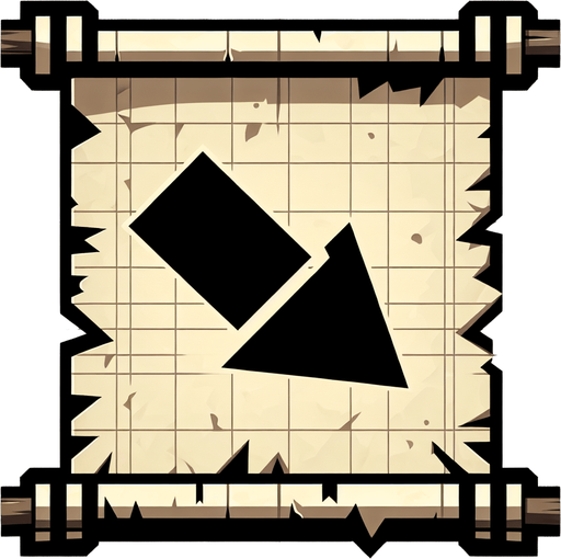 Un papel medieval con una enorme flecha hacia la izquierda de pintura en medio.
Single Game Texture.  In-Game asset. 2d.  Blank background.  High contrast.  No shadows