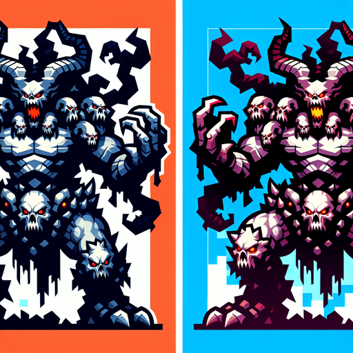 monster.
Single Game Texture. In-Game asset. 2d. Blank background. High contrast. No shadows.