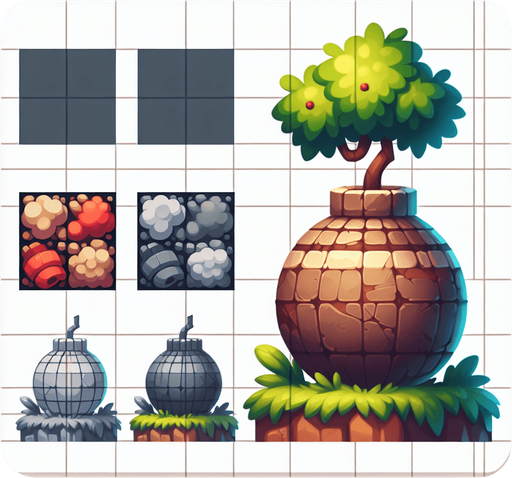 bomba.
Single Game Texture. In-Game asset. 2d. Blank background. High contrast. No shadows.