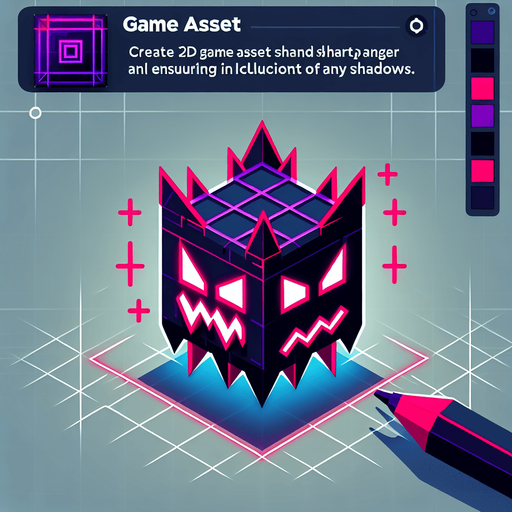 flying neon enemy, blocky, sharp angles.
Single Game Texture.  In-Game asset.  2d.  Blank background.  High contrast.  No shadows