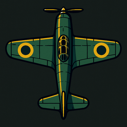 top down classic war plane.
In-Game asset.  2d.  High contrast.  No shadows