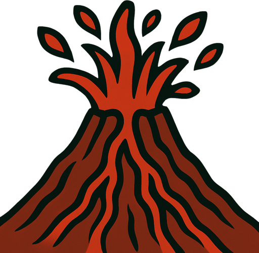 A volcano with lava