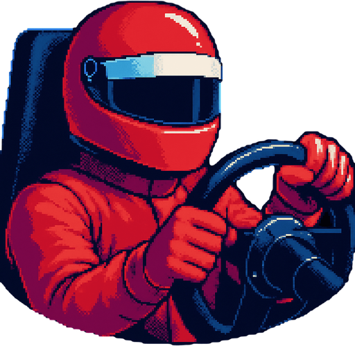 He wear formula1 helmet and red clothing and the seat is little bit longer