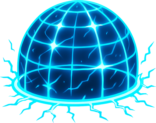 Электромагнитный щит в виде купола.
In-Game asset.  2d.  High contrast.  No shadows