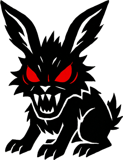 demon rabbit with red eyes.
In-Game asset.  2d.  High contrast.  No shadows