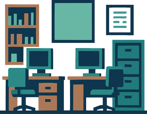 boring office background pixel art 2d..
In-Game asset.  2d.  High contrast.  No shadows
