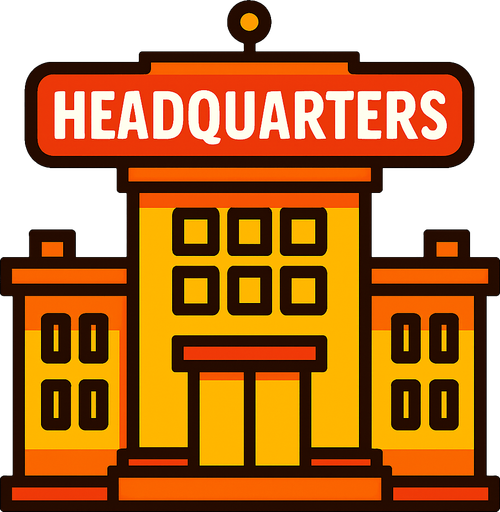 Headquarters.
In-Game asset.  2d.  High contrast.  No shadows