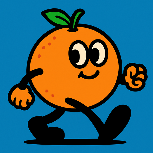 yürüyen insan portakal.
In-Game asset.  2d.  High contrast.  No shadows