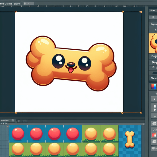a cute looking dog toy shaped like a bone..
Single Game Texture. In-Game asset. 2d. Blank background. High contrast. No shadows.