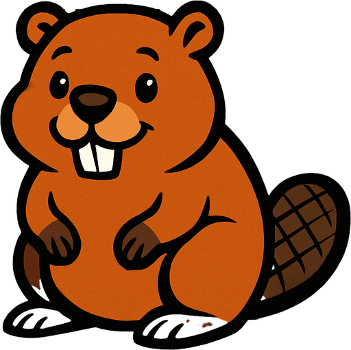 A beaver with wooden background.
In-Game asset.  2d.  High contrast.  No shadows