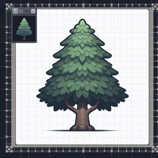 Tree Single Game Texture. In-Game asset. 2d. Blank background. High contrast. No shadows.