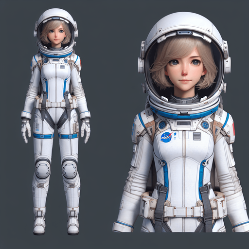 an astronaut.
Single Game Texture. In-Game asset. 2d. Blank background. High contrast. No shadows.