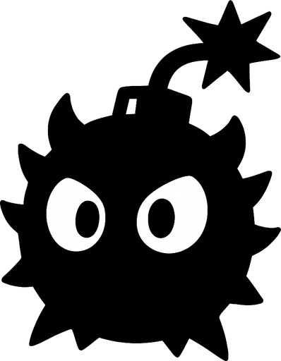 Black monster , white eyes looks like bomb.
In-Game asset.  2d.  High contrast.  No shadows