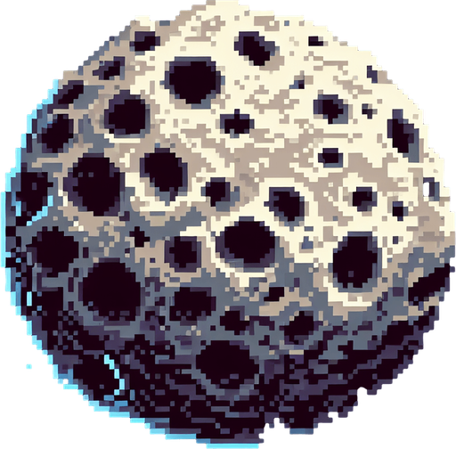 pixelart. asteroid with craters. subtle shading..
Single Game Texture. In-Game asset. 2d. Blank background. High contrast. No shadows.