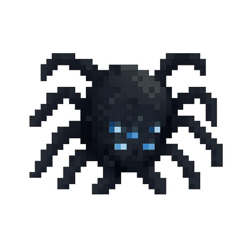 pixelart cave spider. No background. Transparent background. Blank background. No shadows. 2d. In-Game asset. flat