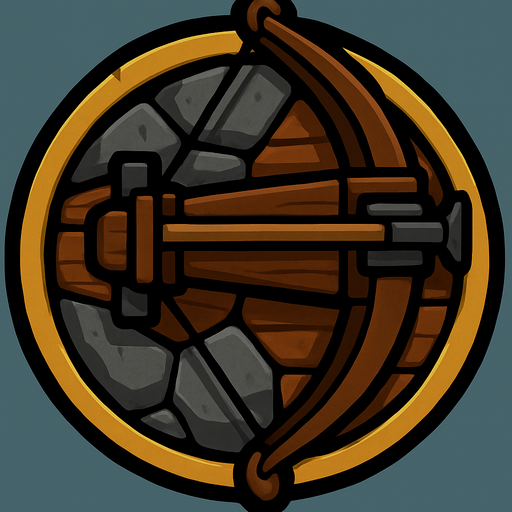 Rock and wood circle, decorated with a ring of gold. The turret is a huge heavy crosbow