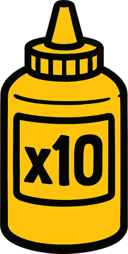 Mustard Bottle, label is x10.
In-Game asset.  2d.  High contrast.  No shadows