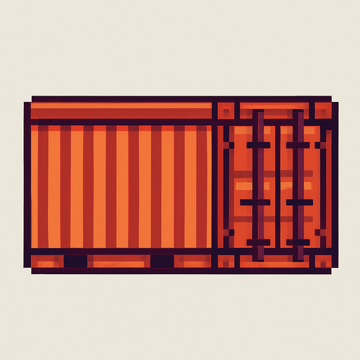 shipping container box pixel.
In-Game asset.  2d.  High contrast.  No shadows. one side only.
In-Game asset.  2d.  High contrast.  No shadows