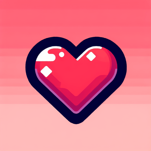 A heart.
Single Game Texture. In-Game asset. 2d. Blank background. High contrast. No shadows.