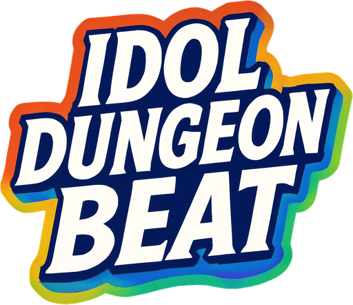 Letras de color blanco, que digan "IDOL DUNGEON BEAT", que tengan un WordArt animado. En alta resolución para poner en una imagen 100 X 150
In-Game asset.  2d.  High contrast.  No shadows
