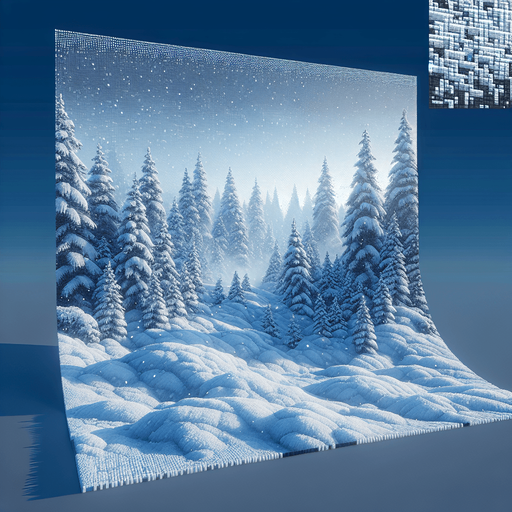 snowy ground image pixalated Single Game Texture. In-Game asset. 2d. Blank background. High contrast. No shadows.