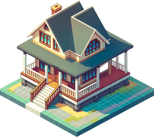 house，low geometry style.
Single Game Texture. In-Game asset. 2d. Blank background. High contrast. No shadows.
