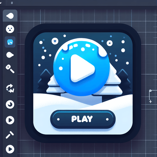 A button with the text "play". Winter theme Single Game Texture. In-Game asset. 2d. Blank background. High contrast. No shadows.