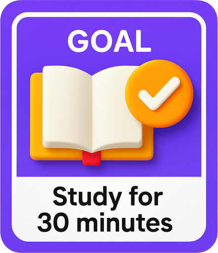 Create a goal box of a learning app .like regain app.
In-Game asset.  2d.  High contrast.  No shadows. 3d based on study