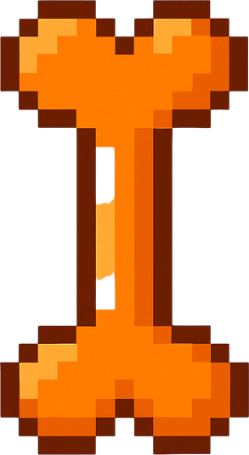 Turuncu piksel kemik.
In-Game asset.  2d.  High contrast.  No shadows