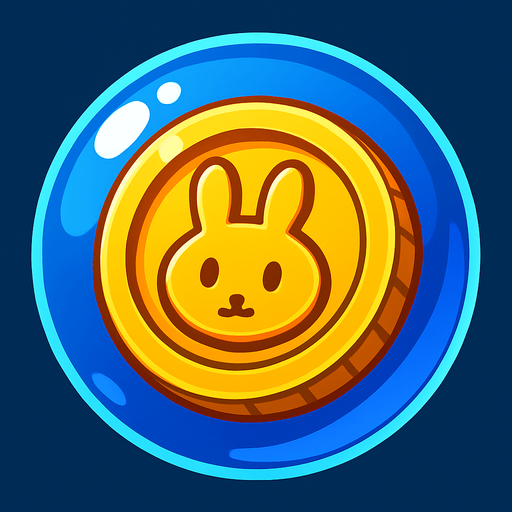 a bubble with a bunny gold coin inside.
In-Game asset.  2d.  High contrast.  No shadows