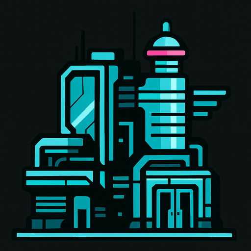 Hi-Teck buikding.
In-Game asset.  2d.  High contrast.  No shadows