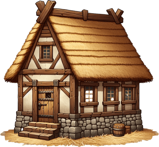 orman evi No background. Transparent background. Blank background. No shadows. 2d. In-Game asset. flat