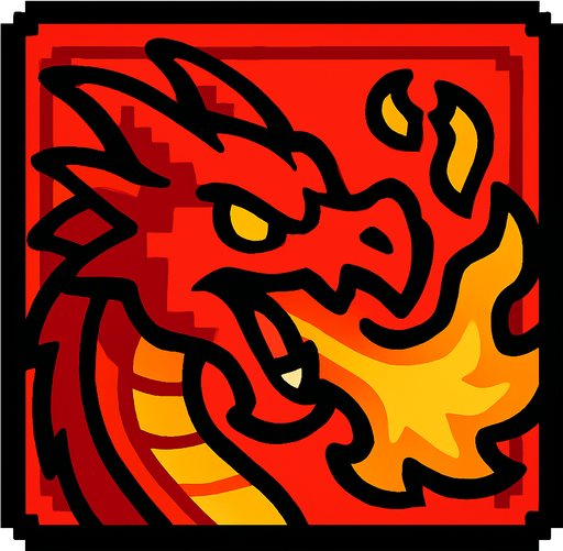 Fire dragon block.
In-Game asset.  2d.  High contrast.  No shadows