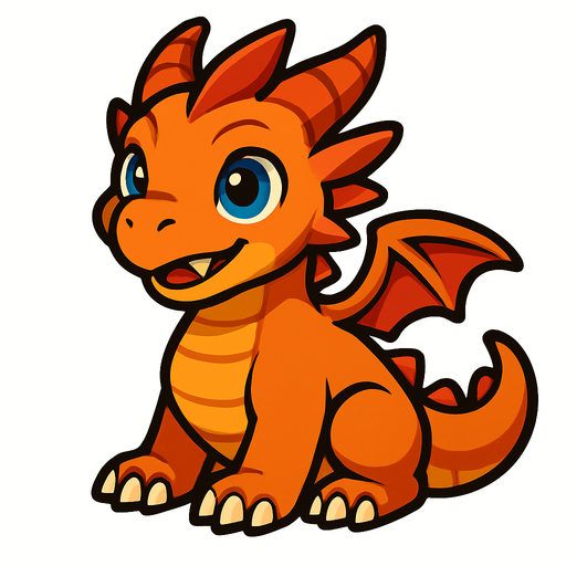 Chiot dragon (animal).
In-Game asset.  2d.  High contrast.  No shadows