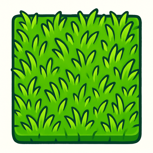 square grass tile on top viewing.
In-Game asset.  2d.  High contrast.  No shadows