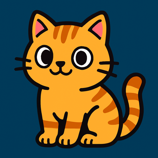 Cute cat.
In-Game asset.  2d.  High contrast.  No shadows
