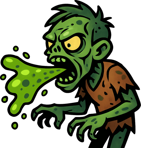 2D. Ranged zombie. attacks with poisonous saliva.
In-Game asset.  2d.  High contrast.  No shadows