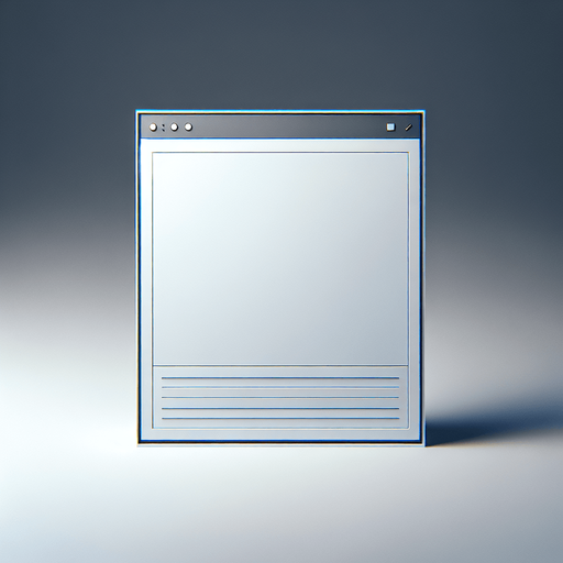 A clean and modern user interface for a minimalist document writing application, viewed flat and straight from the front as a desktop app UI. The screen is divided into two primary sections for maximum clarity and focus:

Top Section: A slim, horizontally aligned bar spans the entire width of the interface. This bar features a simple and elegant frame that segments it from the rest of the screen. It is intended for displaying document-related information (e.g., file name or text content) but remains completely empty in this image. The frame is visually distinct, utilizing subtle shadows or thin outlines to highlight its separation from the rest of the interface, without overwhelming the design.

Bottom Section: The majority of the screen below the top bar is an expansive, completely blank space. This space represents the document area, kept pristine and uncluttered, ready for future content. The absence of text, icons, or additional elements enhances the clean and spacious aesthetic..
Single Game Texture. In-Game asset. 2d. Blank background. High contrast. No shadows.