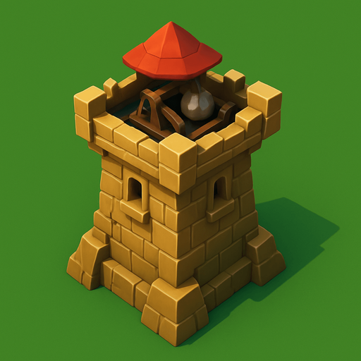 Saldırı kulesi, Gerçekçi, kuş bakışı görünüm, yazısız..
In-Game asset.  High contrast.  No shadows, 3d olsun.